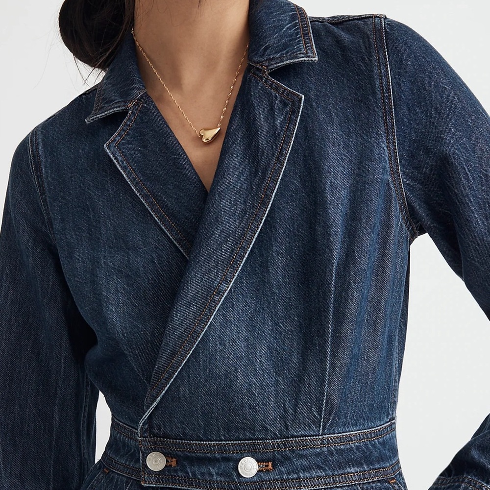 Madewell Denim Tailored Jumpsuit in Norvell Wash Size 4 - Picture 5 of 6